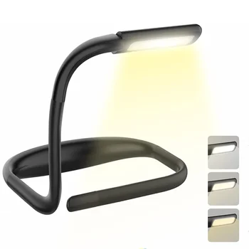 Светодиодный шейный светильник, Многофункциональная настольная лампа для чтения книг, Портативная Вращающаяся с регулируемой яркостью, USB-перезаряжаемая Настольная лампа для защиты глаз