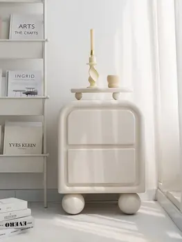 Скандинавский кремово-белый стиль прикроватной тумбочки для спальни, современный и простой, светлый, роскошный шкаф для хранения с выдвижным ящиком, прикроватная тумбочка