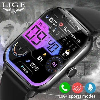 Смарт-часы LIGE Bluetooth Call с полным сенсорным экраном, браслеты и Голосовой ассистент, пользовательские циферблаты, Водонепроницаемые спортивные смарт-часы IP67