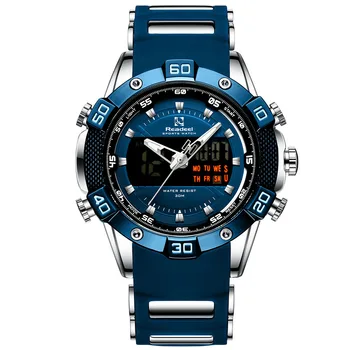 Совершенно Новые спортивные часы, мужские часы, водонепроницаемые наручные часы с двойным дисплеем, кварцевые цифровые светодиодные военные армейские часы relogio masculino