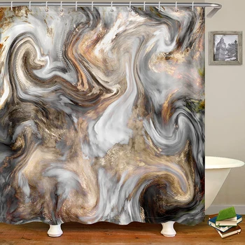 Современная абстрактная Роскошная Текстура с золотыми блестящими прожилками, Мраморная занавеска для душа, набор для ванной комнаты, водонепроницаемая ткань с 12 крючками, 72 дюйма