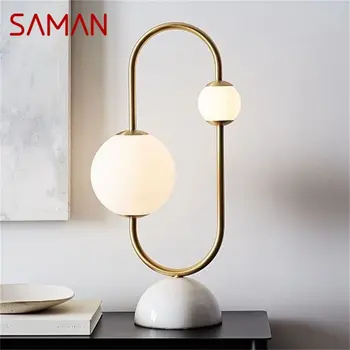 Современная креативная настольная лампа SAMAN Nordic с диммером, светодиодное настольное освещение для украшения дома, гостиной