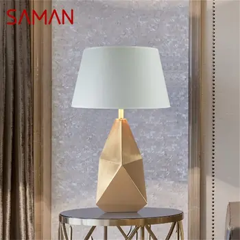 Современная настольная лампа SAMAN, Бронзовая светодиодная настольная лампа креативного дизайна, декоративная для дома, спальни, гостиной, офиса