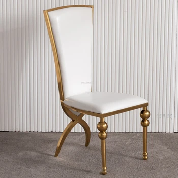 Современные креативные Золотые обеденные стулья Итальянская мебель для столовой Домашний кухонный стул с высокой спинкой Ресторанный стул из нержавеющей стали