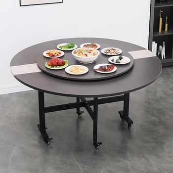 Современные обеденные столы из искусственной доски для домашней мебели, Большой круглый стол, многофункциональный Креативный Передвижной шкив, Ресторанные столы