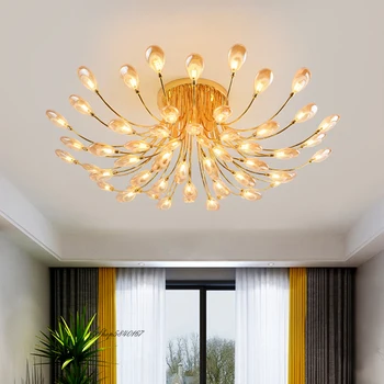 Современные хрустальные потолочные светильники Светодиодные роскошные потолочные подвесные светильники для декора гостиной, спальни в стиле лофт, осветительный потолочный светильник