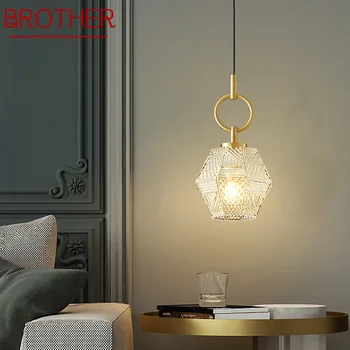 Современный латунный подвесной светильник BROTHER, светодиодные золотисто-медные подвесные светильники, простой креативный декор для домашней спальни