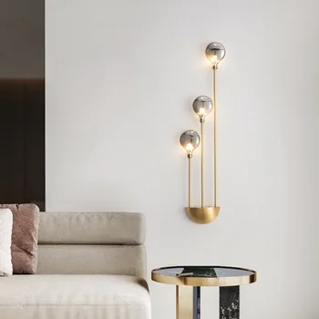 Современный настенный светильник G4 из серого стекла, Золотисто-черная медь, спальня, гостиная, столовая, проход, Минималистичное освещение в стиле ар-деко