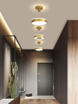Современный светодиодный потолочный подвесной светильник для крыльца, прохода, ванной комнаты, гостиной, спальни, люстра из кованого железа из черного золота, освещение