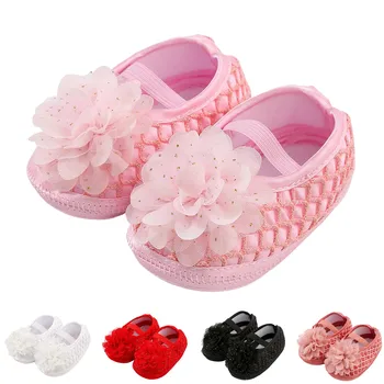 Сплошной Цвет Малыша Обувь Для Новорожденных Девочек Платье Цветок Принцесса Обувь Мягкой Подошвой Первые Ходоки Детская Кровать Дышащая Обувь 2023