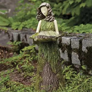 Статуя маленькой садовой Феи, Кормушка для птиц, Украшение из смолы, Скульптура лесной девушки, Статуэтки, Поделки, Украшение для газона на открытом воздухе