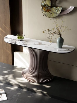 Стол для прихожей легкий и роскошный, с простым и современным декором высокого класса в коридоре, стол-шкаф у стены