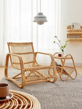 Стул из натурального ротанга, кресло со спинкой, балкон, гостиная, односпальный диван для отдыха, кушетка, кресло для отдыха