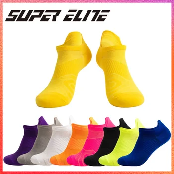 Суперэлитные яркие носки без показа на лодыжках, Хлопковые мужские уличные баскетбольные велосипедные футбольные Дышащие Дезодоранты, Нескользящие
