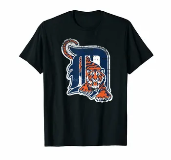 Талисман тигра, потертая база в Детройте, Новая футболка, размер M-5xlвысокое качество, повседневная футболка с принтом