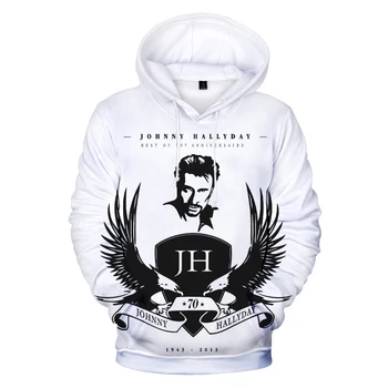 Толстовки Johnny Hallyday, Французский рок-певец, толстовка с 3D принтом, мужские и женские повседневные модные пуловеры оверсайз, пальто