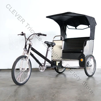 Трехколесный электрический трехколесный велосипед, педальное велосипедное такси, электрическая рикша для взрослых с 3 местами для аренды пассажирами