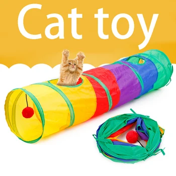 Туннель для кошек, трубка для домашних животных, складная игровая игрушка в помещении, на улице, игрушки для котенка, щенка для упражнений в головоломках, обучения прятаться