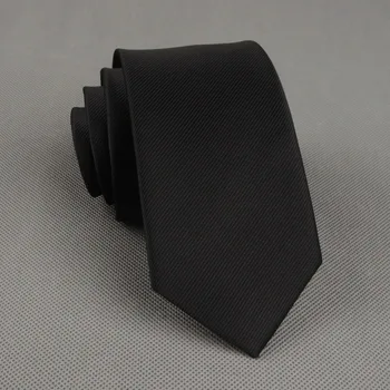 Узкий галстук на шее, однотонные узкие модные тонкие галстуки для мужчин, черные деловые 6 см
