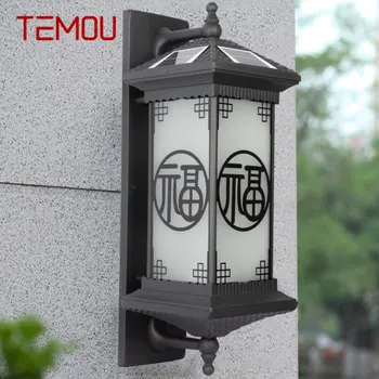 Уличный солнечный настенный светильник TEMOU Creativity Black Sconce Lights LED Водонепроницаемый IP65 для дома, виллы, балкона, двора