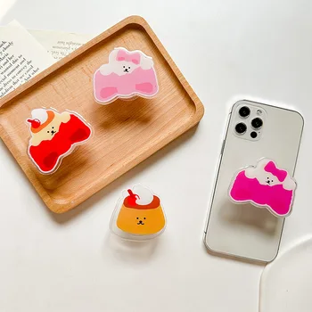 Универсальный держатель для телефона ins Acrylic Bear Cake Smart Tok, Корейский кронштейн для телефона Lovely Bear, прозрачная розетка для кронштейна GripTok Lazy, подставка для кронштейна