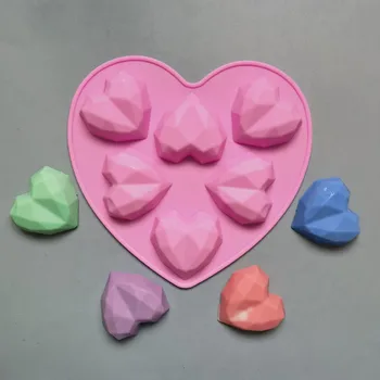 Форма для шоколада в форме сердца, силиконовая форма для выпечки конфет Diamond Love, форма для выпечки 3D-украшений для кексов, форма для торта, подарок на День Святого Валентина
