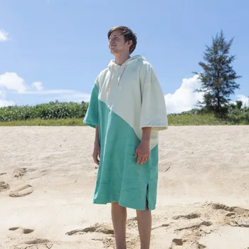Халат для смены гидрокостюма из микрофибры, Пляжное Пончо, полотенце, впитывающее влагу от солнца, Быстросохнущая Пляжная накидка с капюшоном