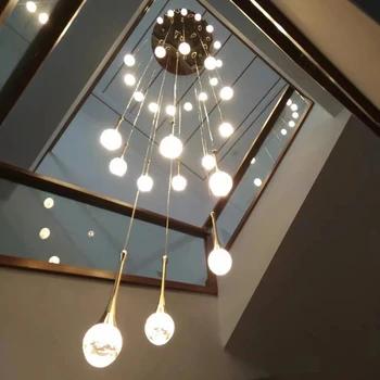 Хрустальные потолочные люстры для гостиной, вестибюля, Роскошная светодиодная лампа Cristal, Подвесные светильники для длинной лестницы, Золотой внутренний светильник