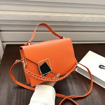 Цепочка модная квадратная сумка на плечо Хуаси ручки маленькие сумки и кошельки дизайнер твердый кожа PU Crossbody сумки