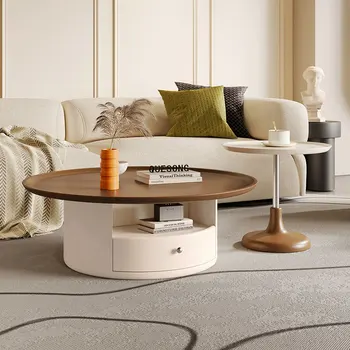 Чайный столик XK round Cream в стиле гостиной, домашний маленький столик, современная, простая и легкая роскошь