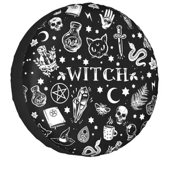 Чехол для шин с Рисунком Ведьмы Прицеп Хэллоуин Оккультный Готический Волшебный Протектор Запасного Колеса 14 