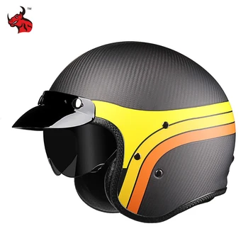 Шлем из углеродного волокна, сертифицированный 3C, Шлем для езды на мотобайке, Электрический мотошлем, Шлем для взрослых с открытым лицом, Снаряжение для мотоциклов