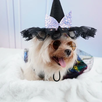 Шляпа для вечеринки с домашними животными на Хэллоуин, костюмы для собак и кошек, головной убор для кошек, Косплей щенка, Шляпа ведьмы-волшебника, чехол для рук, Креативный Хэллоуин
