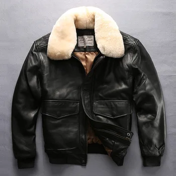 Элитный бутик A2 из кожи ВВС, овечья шкура, куртка из натуральной кожи, американский повседневный летный костюм пилота, пальто большого размера