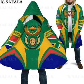 Эмблема ЮАР, Страна флага, толстый теплый плащ с капюшоном и 3D принтом, мужское пальто, Ветрозащитная флисовая накидка, Халат, одеяло-1