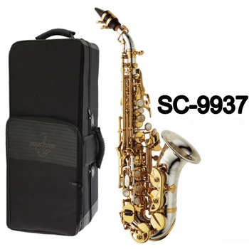 Япония sc9937 Оригинальный тип клавиши 1:1 изогнутый сопрано-саксофон B-key белая медь Профессиональный саксофон saxofone SC-9937