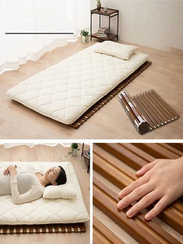 Японская карбонизированная кровать из массива павловнии с рулонными планками, опора для матраса Футон, Раскладная доска для татами на полу