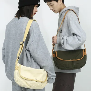 Японская рабочая одежда, сумка на одно плечо, холщовая сумка, женская простая сумка-мессенджер большой емкости, сумка-тоут, сумочка