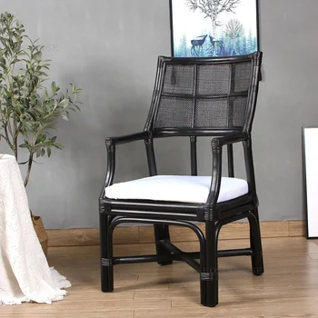 Японские обеденные стулья с дизайнерской спинкой из ротанга, ретро-спальня, примерочная, кресло для отдыха, офис, кабинет, гостиная, односпальное кресло