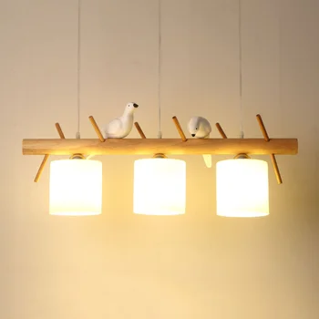 Японские птицы из массива дерева Подвесные светильники Nordic Log hanglamp Гостиная Столовая Спальня Бар Светильники для внутреннего декора