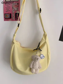 Японские сумки через плечо в консервативном стиле, женская однотонная простая холщовая сумка для подмышек, харадзюку, Универсальные студенческие сумки через плечо, Шикарные