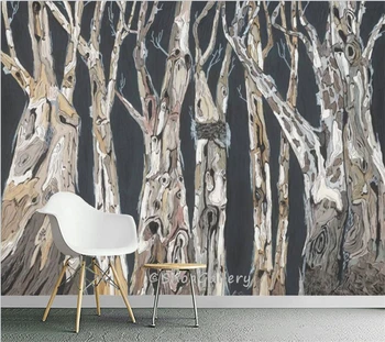 большая фреска wellyu на заказ, скандинавские современные абстрактные деревья ручной росписи, фоновые обои для гостиной, спальни