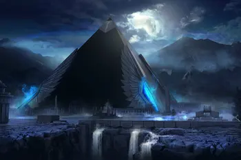 древний Египет пирамида ночная гора полнолуние фото фон Высококачественная компьютерная печать фон для стены