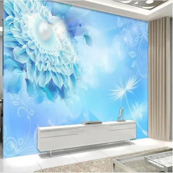 изготовленная на заказ большая фреска wellyu, ювелирные изделия из жемчуга blue dream, фон с цветами, супер зеленые обои papel de parede para quarto
