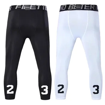 количество: 23 Мужские компрессионные брюки 3/4 Dry Cool Sports Baselayer, активные колготки для бега, леггинсы, компрессионная спортивная одежда
