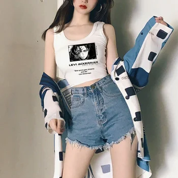 майка attack on titan, корейский модный дрянной эстетичный укороченный топ, женский Harajuku cyber y2k 2000-х, готический укороченный топ, футболка
