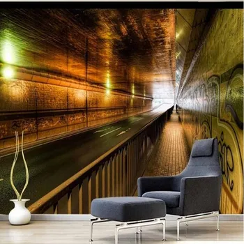 масштабные фрески wellyu на заказ, трехмерный туннель, канальные бары, ресторан KTV, фоновые обои для стен