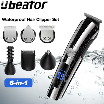 машинка для стрижки волос ubeator 6 в 1 с цифровым дисплеем, универсальная машинка для стрижки волос для мужчин, триммер для бровей и бороды, электрическая машинка для стрижки волос для жениха