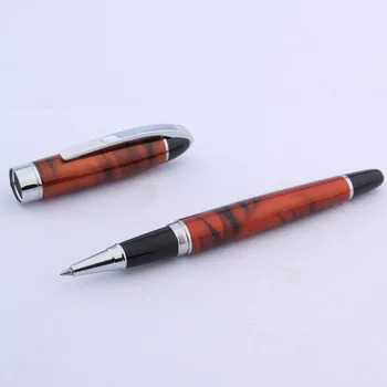 металлическая ручка-роллер с серебристой отделкой полноцветного коричневого цвета 517