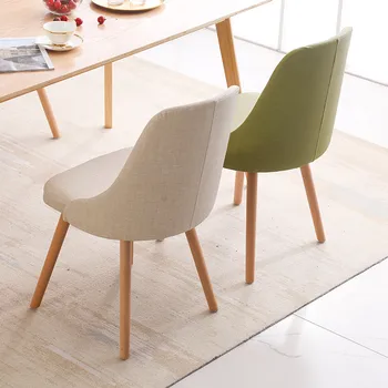 обеденный стул с деревянной спинкой, льняной стул в скандинавском минималистичном стиле, стол для макияжа для дома, рабочий стол, Компьютерный стул, Туалетный стул для спальни